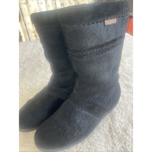 Vintage Tecnica Italy Black Goat Hair Shearling Lined Après-Ski Boots EU 39 US 8